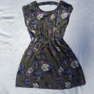 Hippie Rose green dress with blue purple flowers